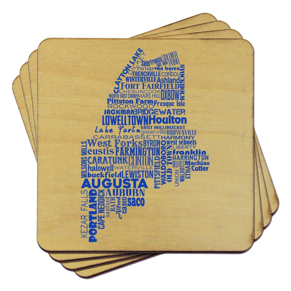 Torched Products Coasters Maine State Typography Coaster (787820773493)