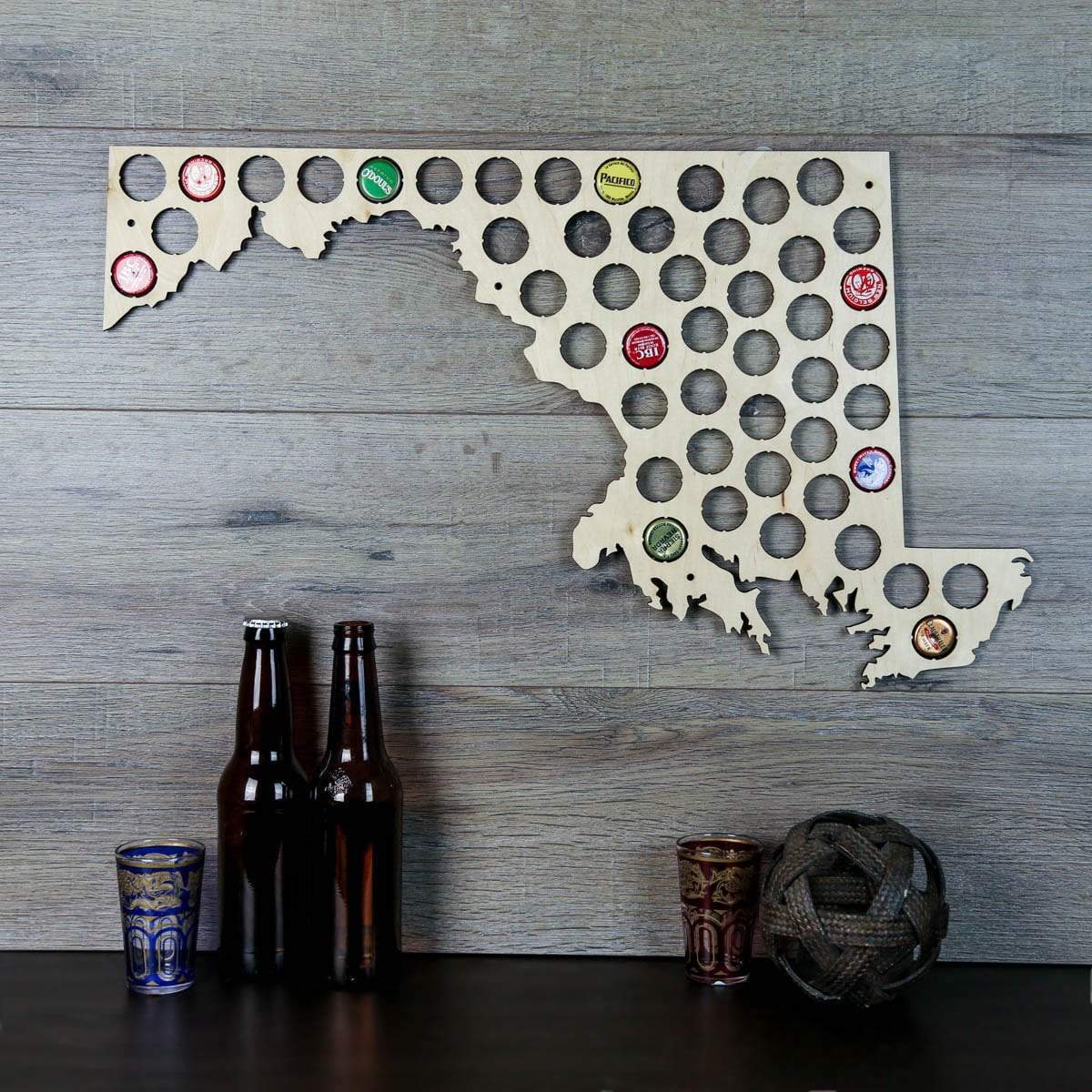 Torched Products Beer Bottle Cap Holder Maryland Beer Cap Map (777566388341)