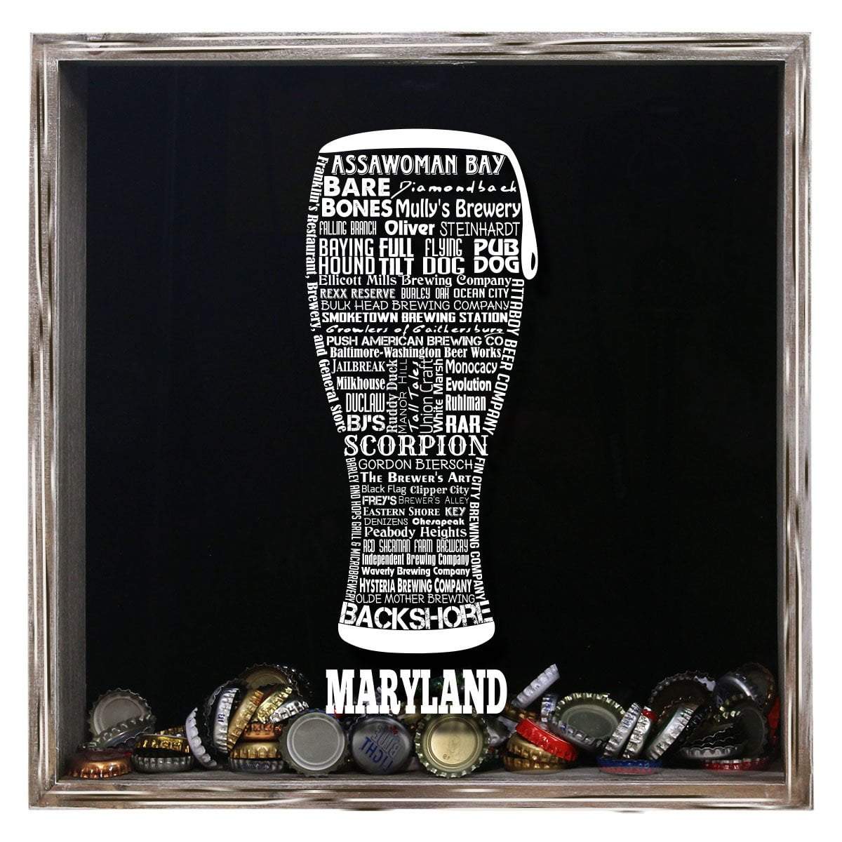 Torched Products Shadow Box Gray Maryland Beer Typography Shadow Box (779424956533)
