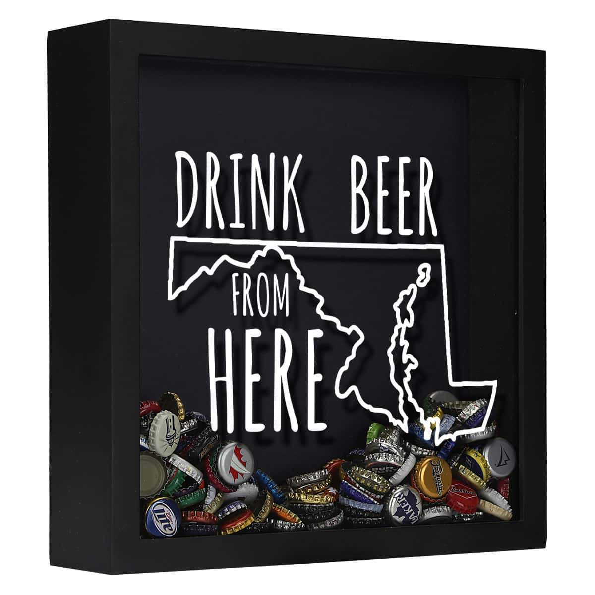 Torched Products Shadow Box Black Maryland Drink Beer From Here Beer Cap Shadow Box (781176307829)