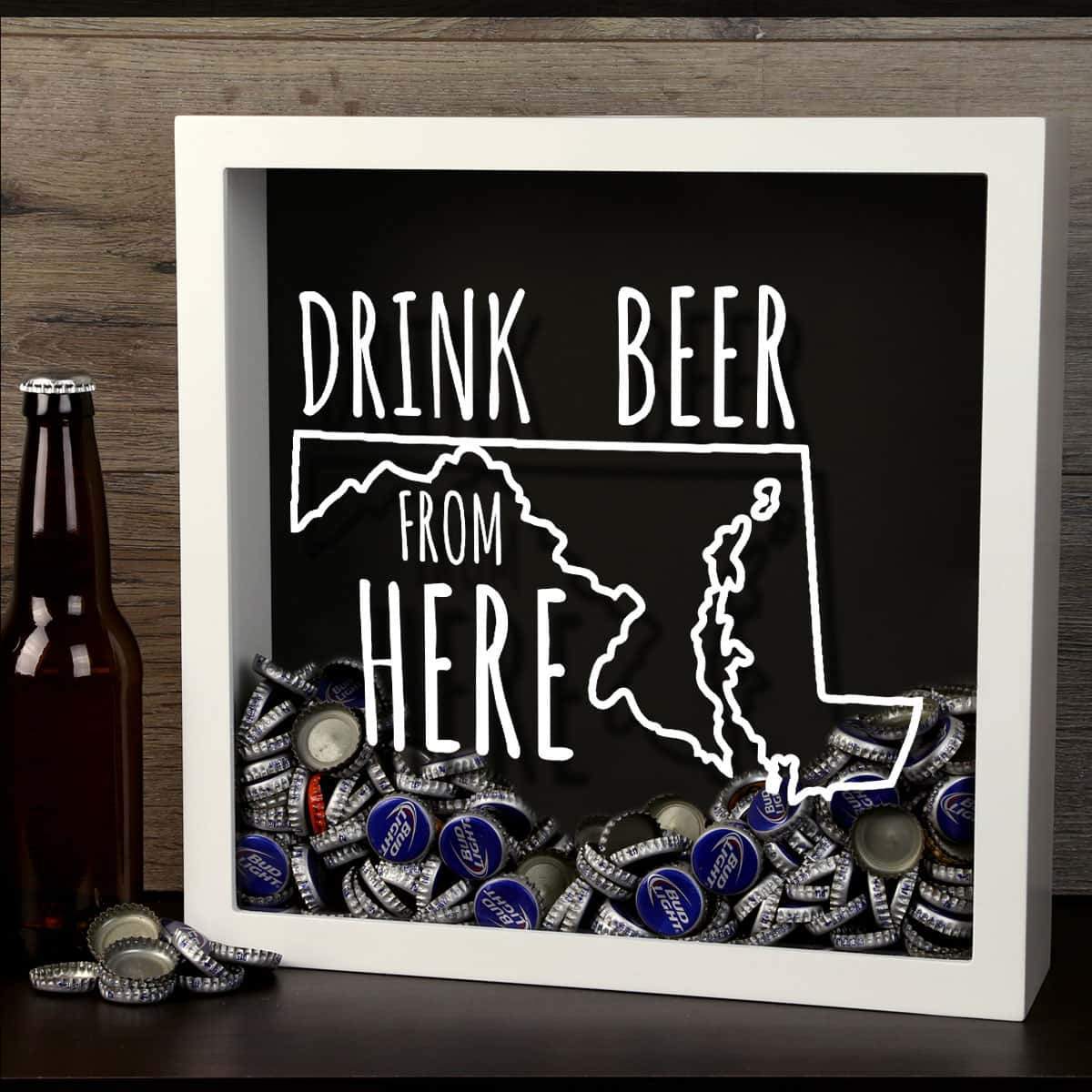 Torched Products Shadow Box Maryland Drink Beer From Here Beer Cap Shadow Box (781176307829)