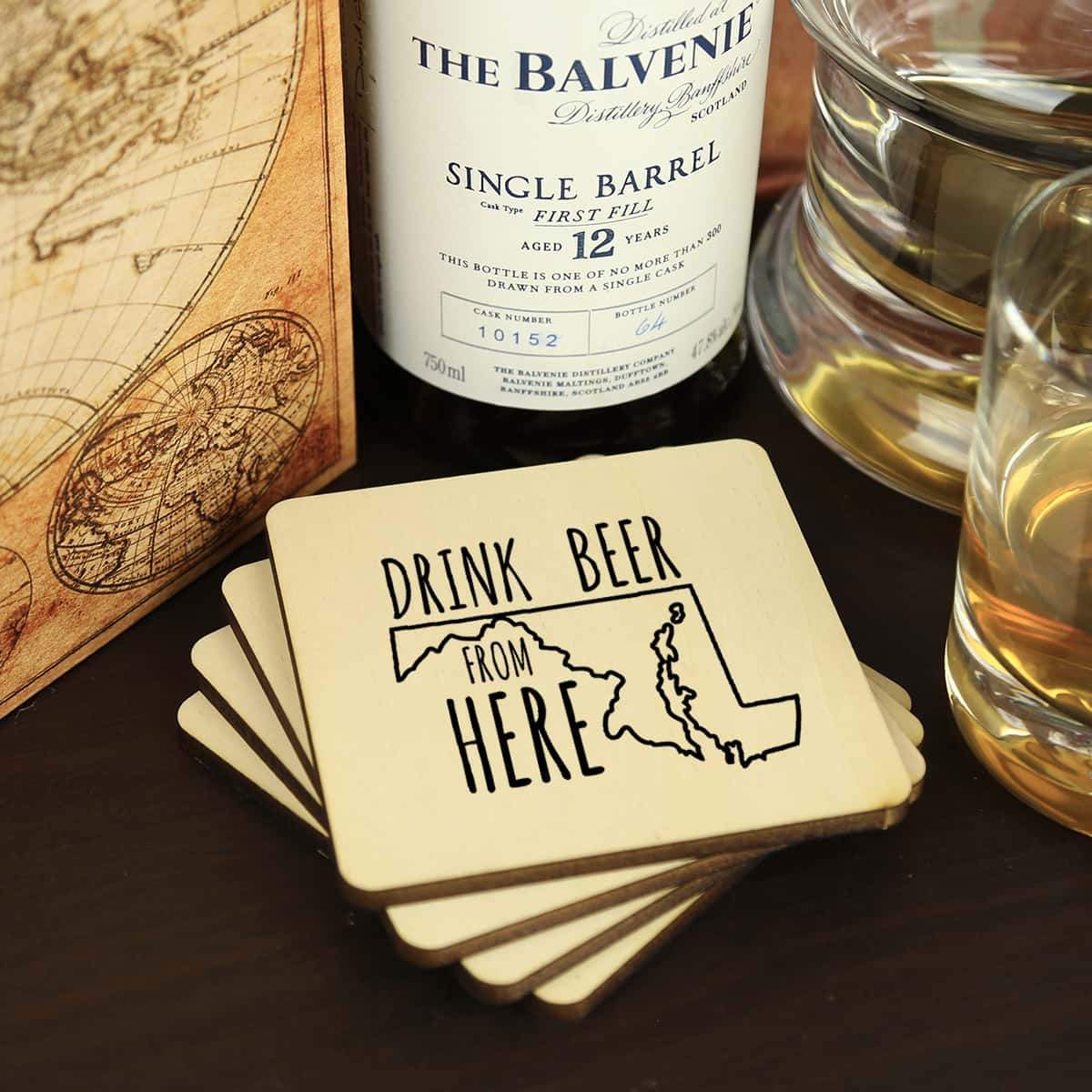 Torched Products Coasters Maryland Drink Beer From Here Coasters (781450575989)
