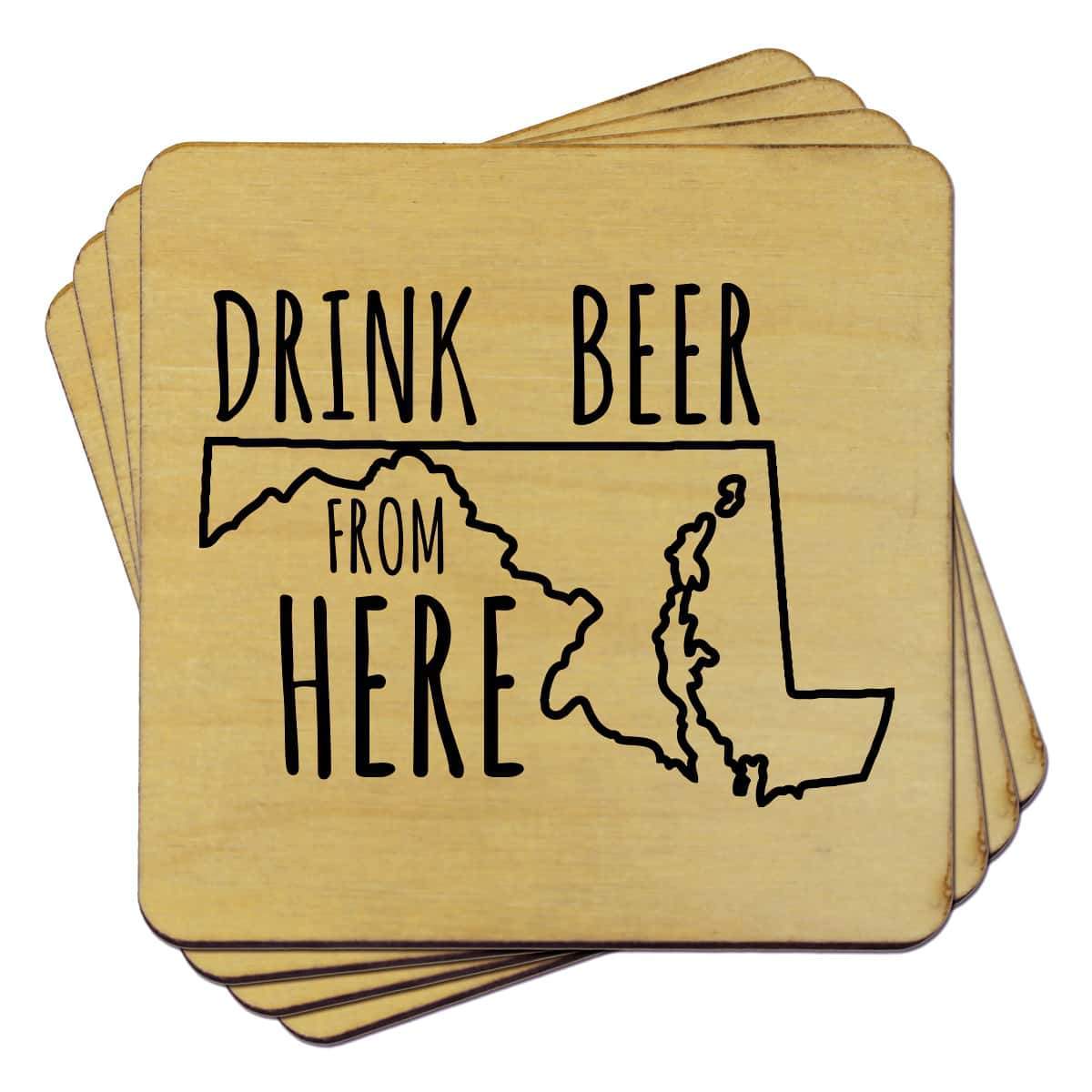 Torched Products Coasters Maryland Drink Beer From Here Coasters (781450575989)