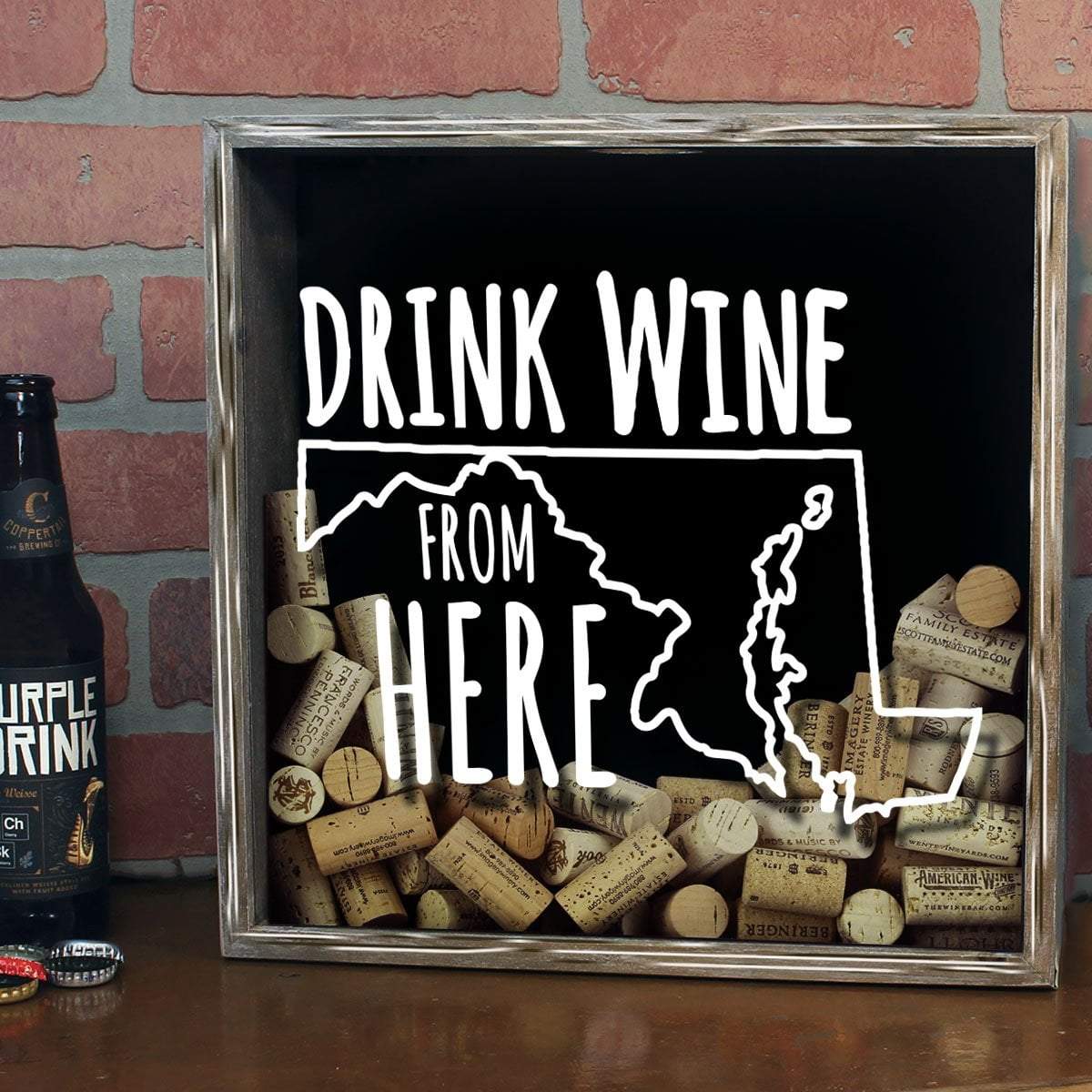 Torched Products Shadow Box Maryland Drink Wine From Here Wine Cork Shadow Box (795743584373)