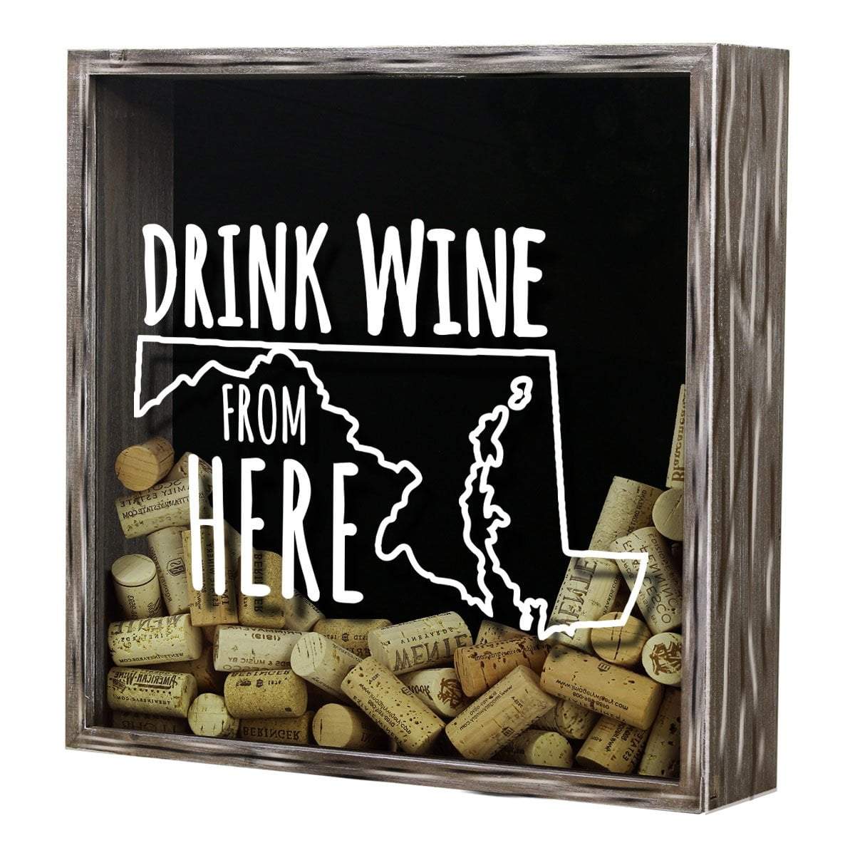 Torched Products Shadow Box Maryland Drink Wine From Here Wine Cork Shadow Box (795743584373)