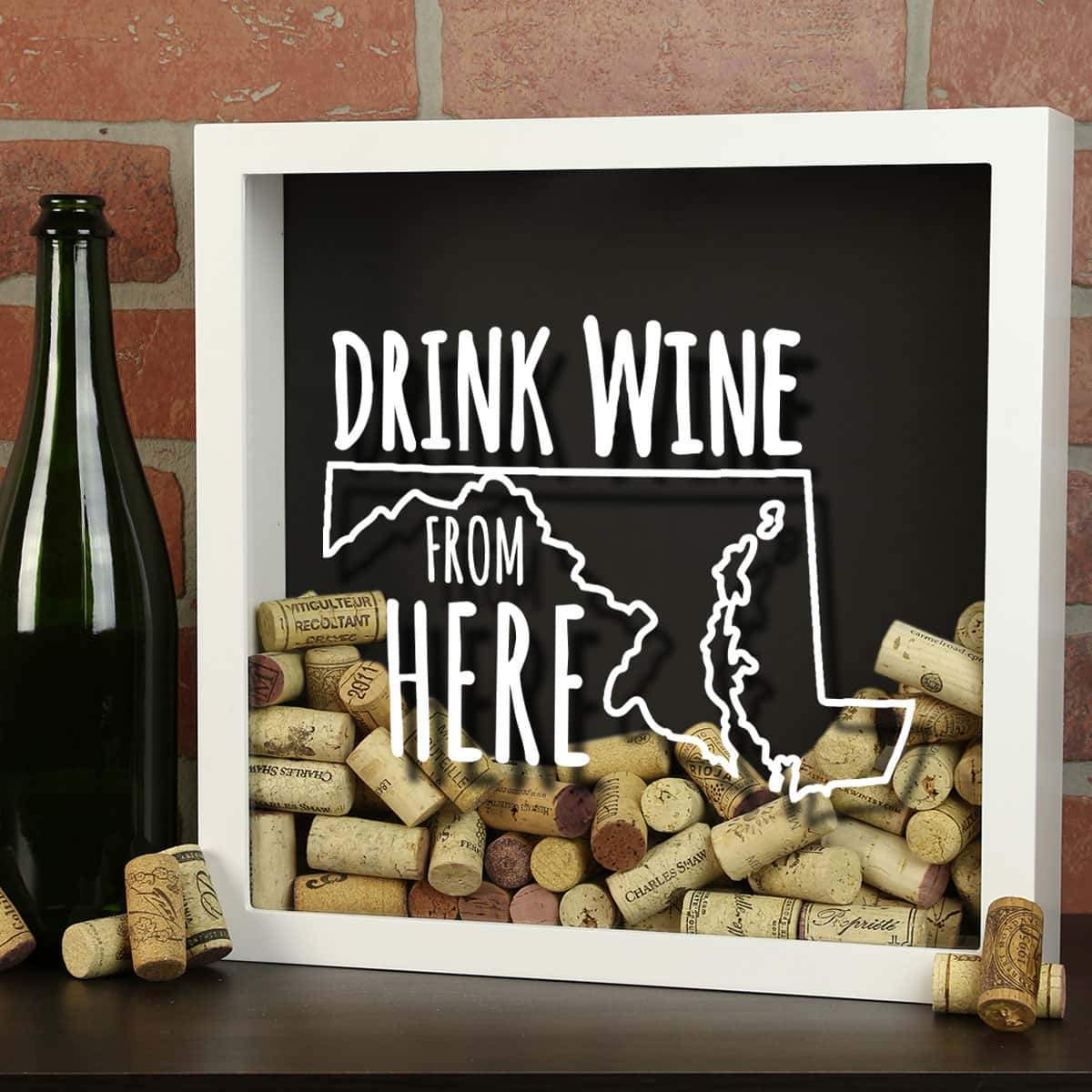 Torched Products Shadow Box Maryland Drink Wine From Here Wine Cork Shadow Box (795743584373)