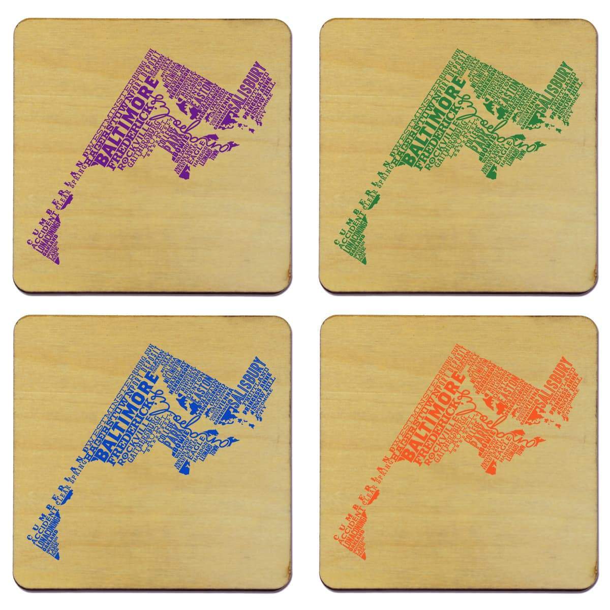 Torched Products Coasters Maryland State Typography Coaster (787821822069)
