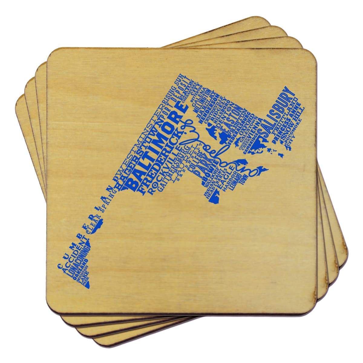 Torched Products Coasters Maryland State Typography Coaster (787821822069)