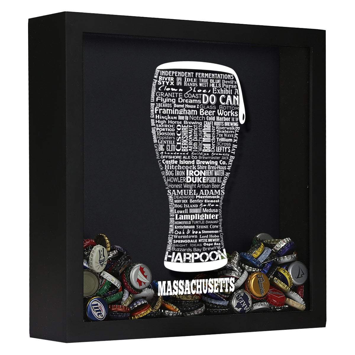 Torched Products Shadow Box Black Massachusetts Beer Typography Shadow Box (779425349749)