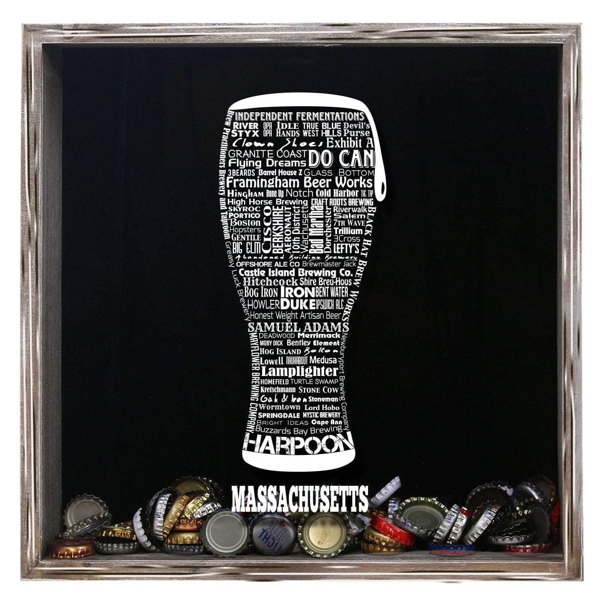 Torched Products Shadow Box Gray Massachusetts Beer Typography Shadow Box (779425349749)