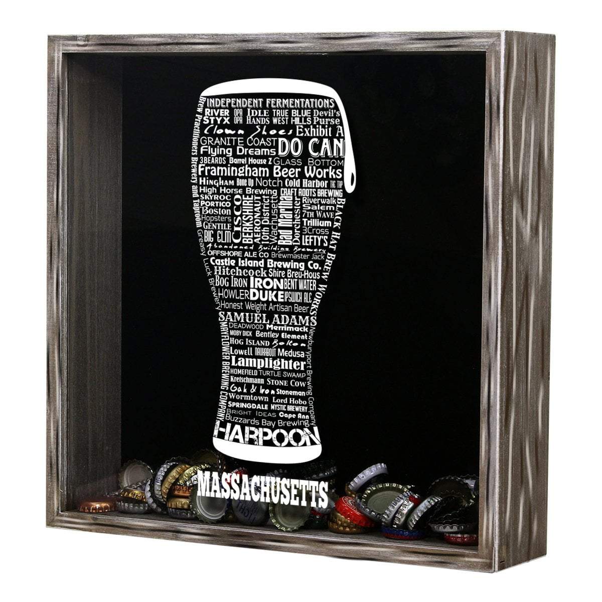 Torched Products Shadow Box Massachusetts Beer Typography Shadow Box (779425349749)