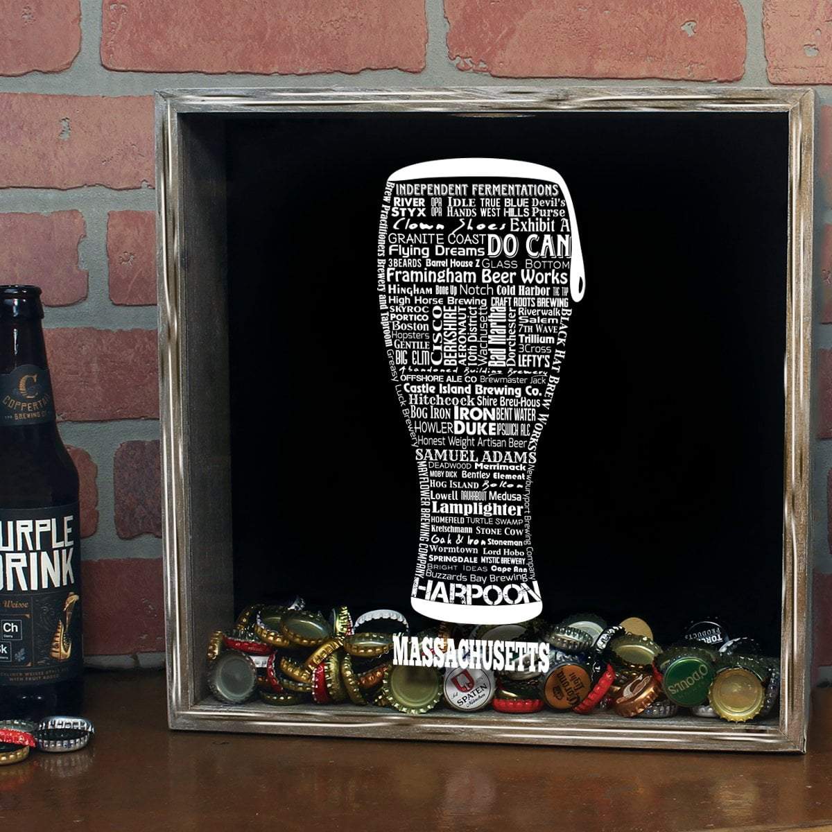 Torched Products Shadow Box Massachusetts Beer Typography Shadow Box (779425349749)