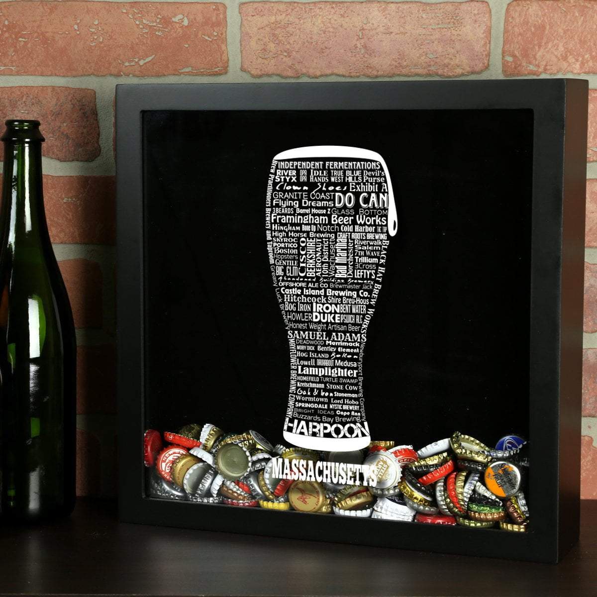 Torched Products Shadow Box Black Massachusetts Beer Typography Shadow Box (779425349749)