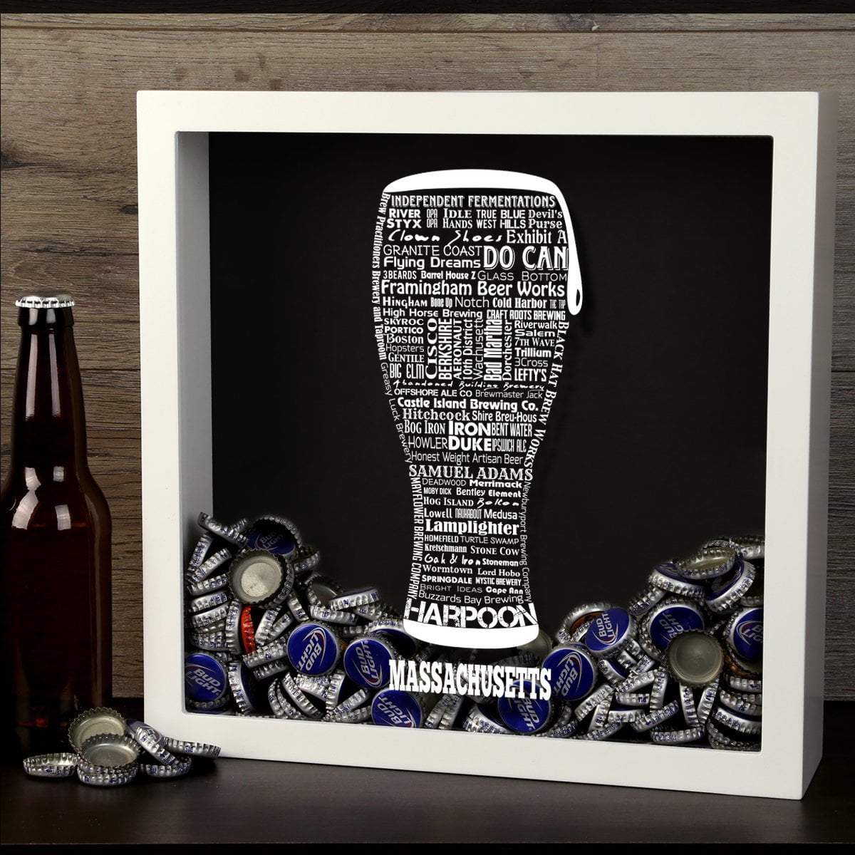Torched Products Shadow Box Massachusetts Beer Typography Shadow Box (779425349749)