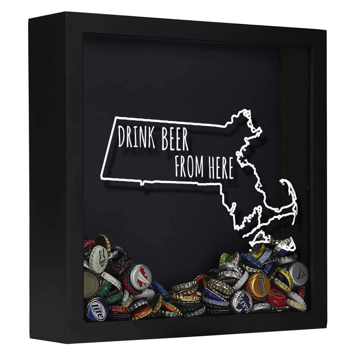 Torched Products Shadow Box Black Massachusetts Drink Beer From Here Beer Cap Shadow Box (781176143989)