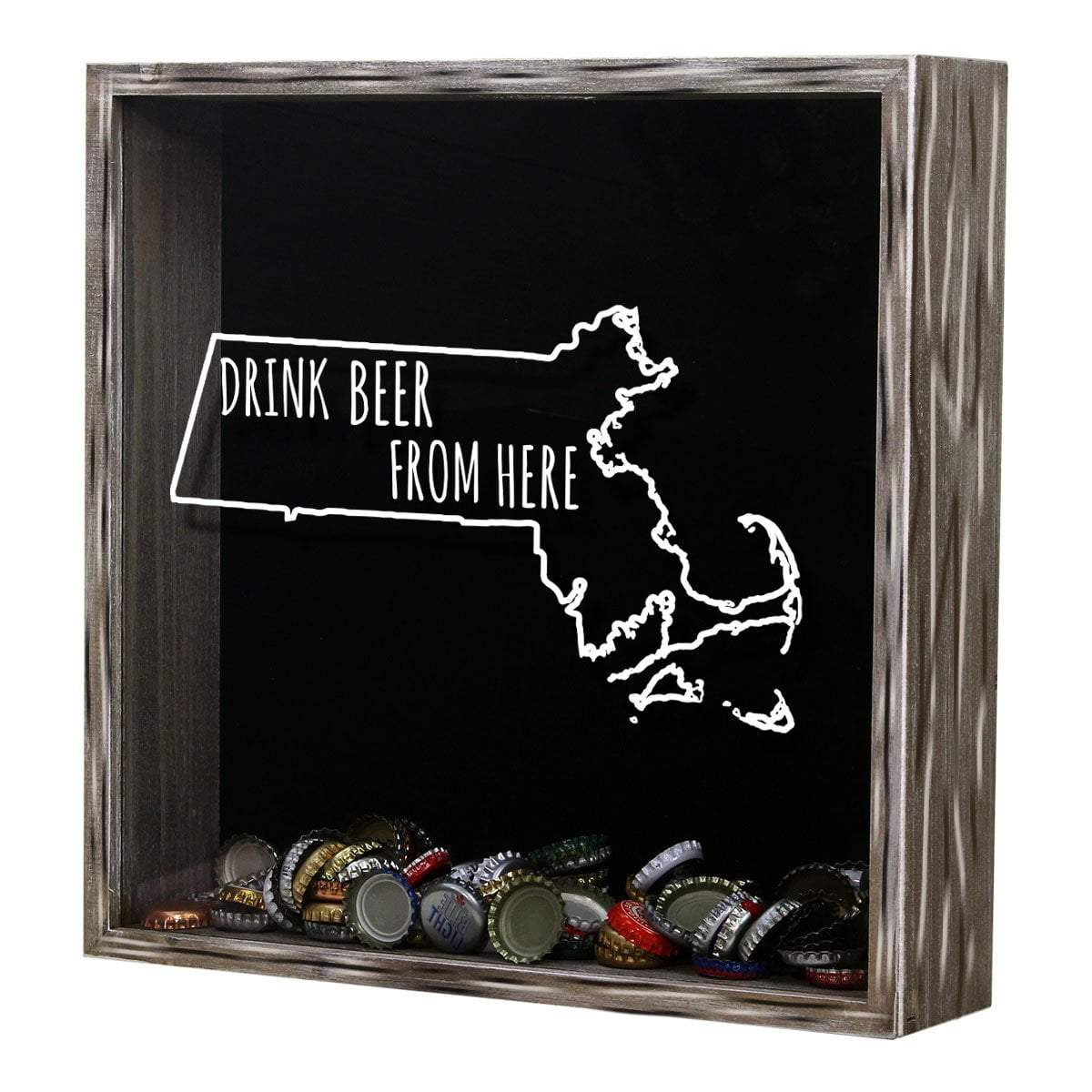 Torched Products Shadow Box Massachusetts Drink Beer From Here Beer Cap Shadow Box (781176143989)