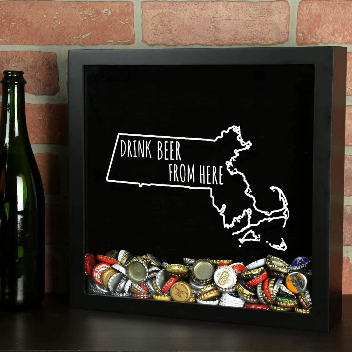 Torched Products Shadow Box Black Massachusetts Drink Beer From Here Beer Cap Shadow Box (781176143989)