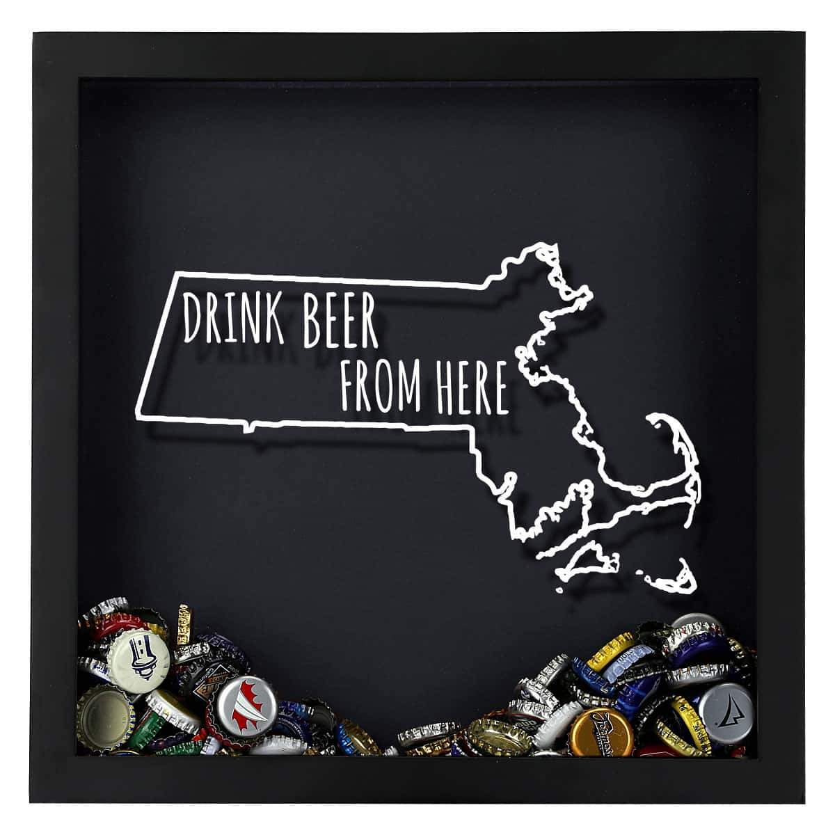 Torched Products Shadow Box Massachusetts Drink Beer From Here Beer Cap Shadow Box (781176143989)