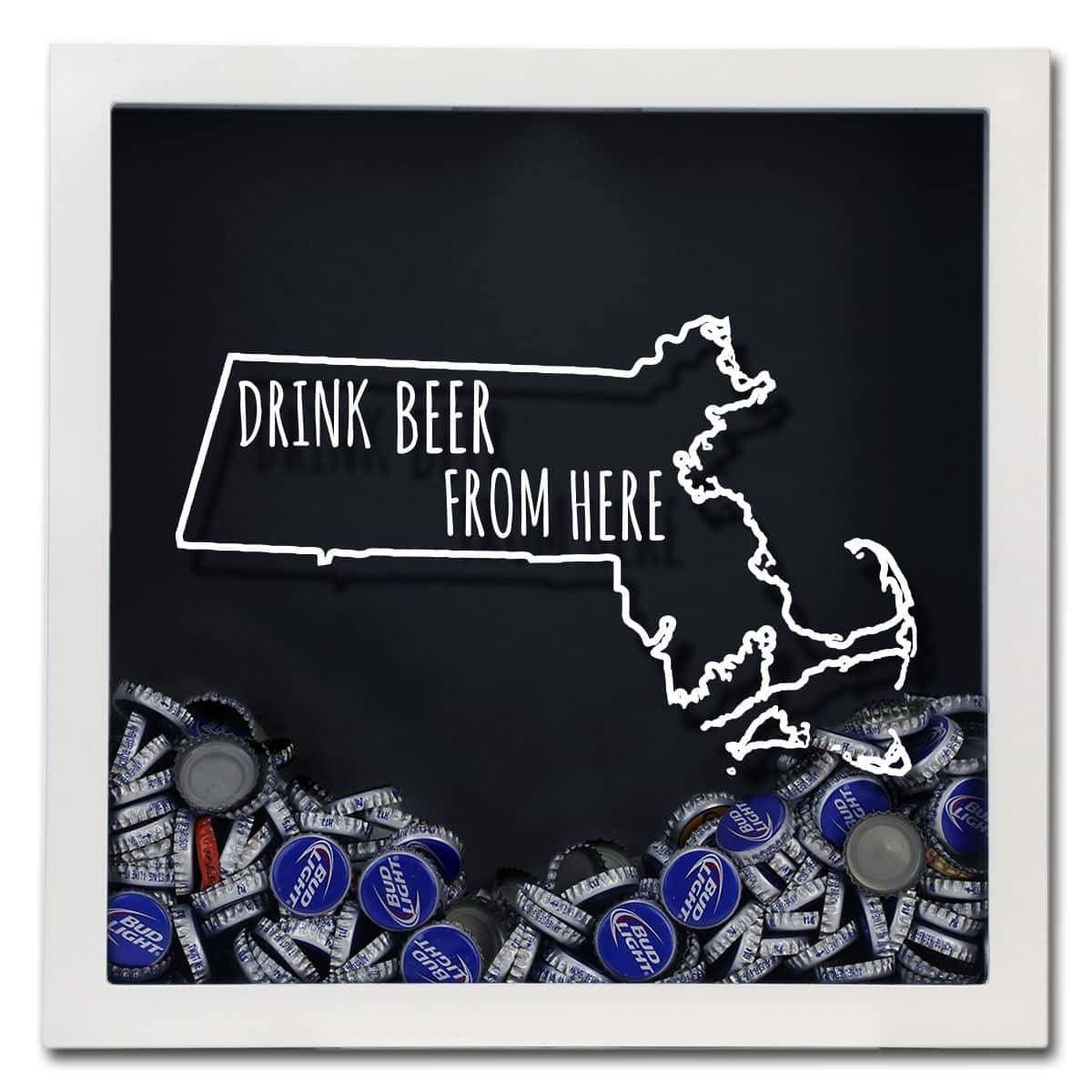 Torched Products Shadow Box Massachusetts Drink Beer From Here Beer Cap Shadow Box (781176143989)