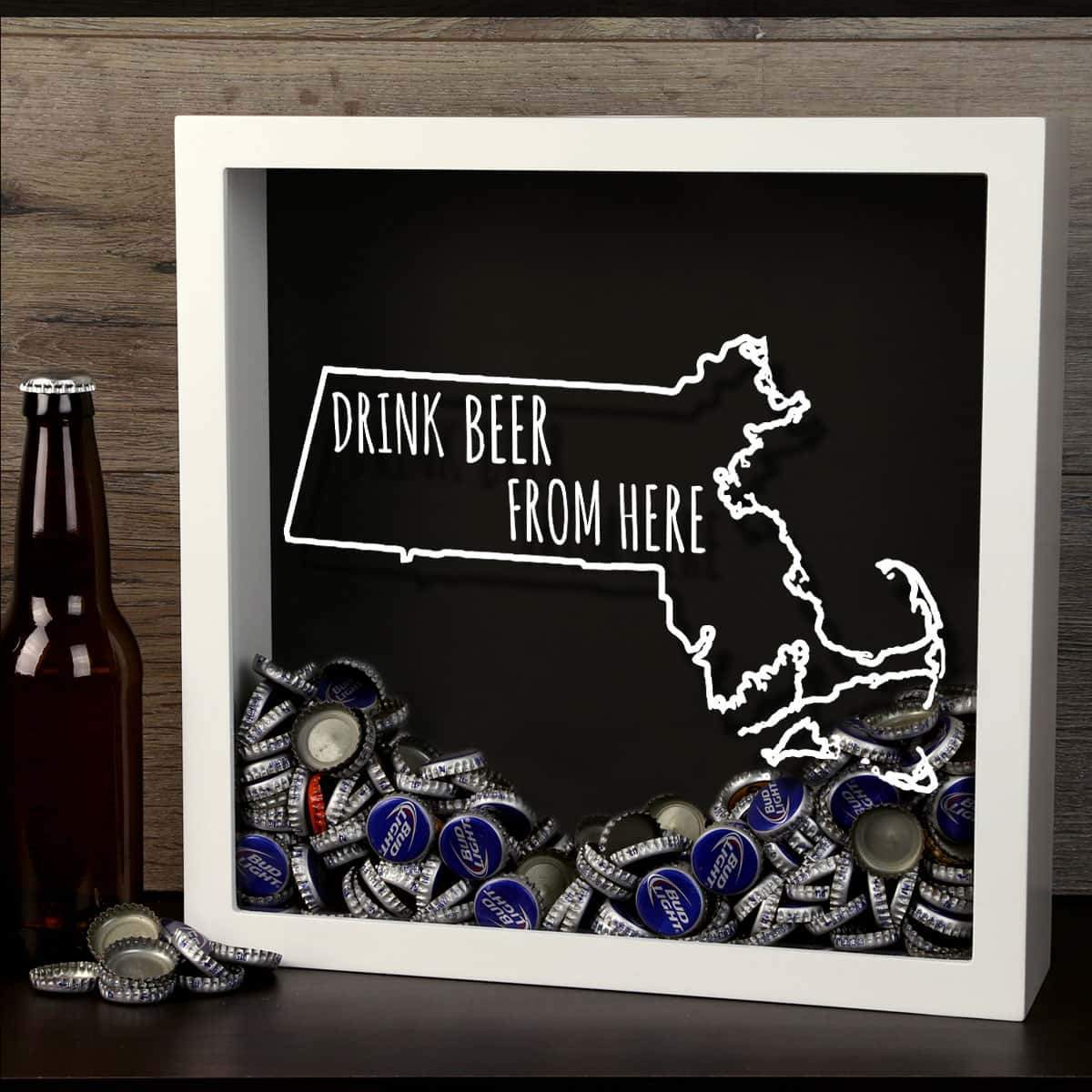 Torched Products Shadow Box Massachusetts Drink Beer From Here Beer Cap Shadow Box (781176143989)
