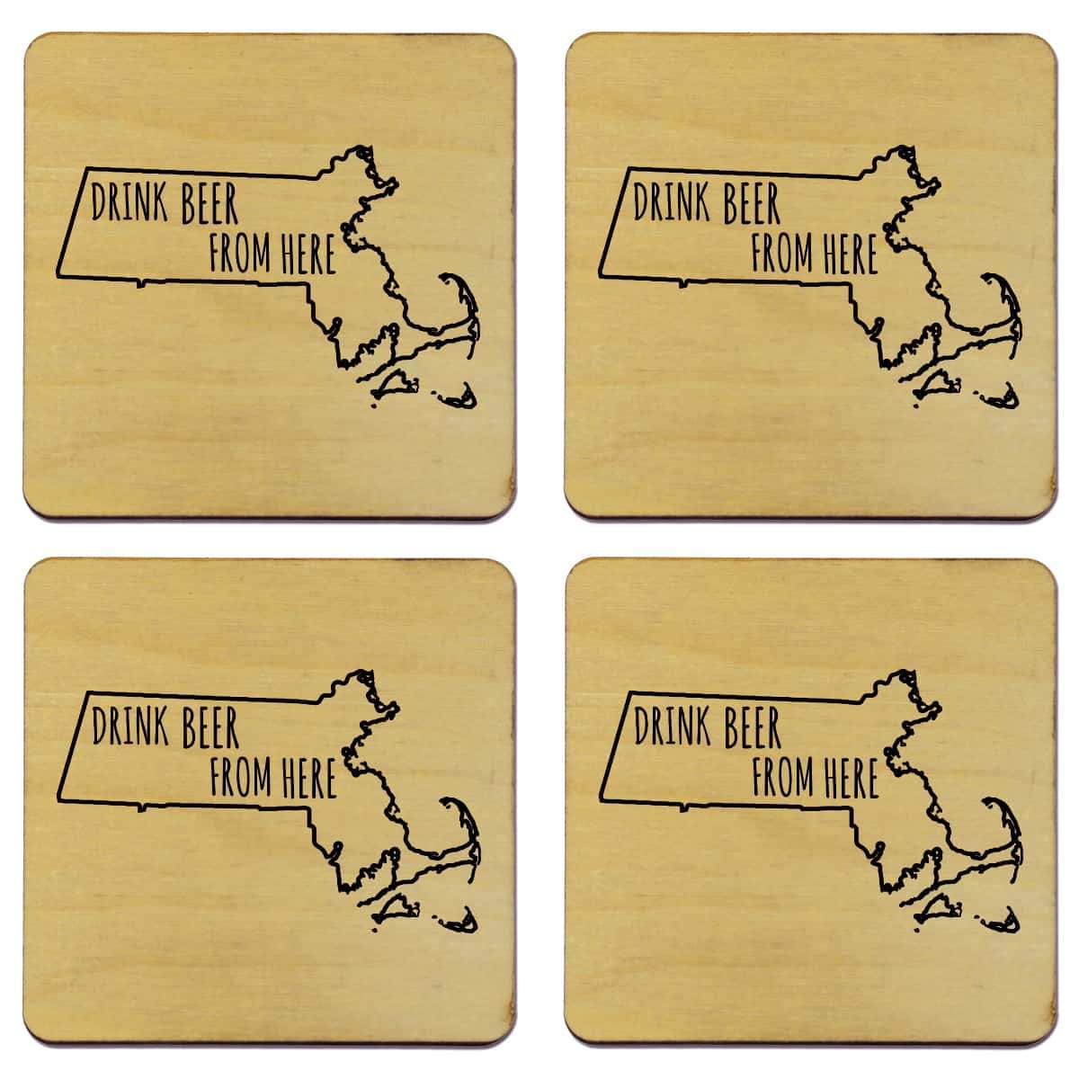 Torched Products Coasters Massachusetts Drink Beer From Here Coasters (781451165813)