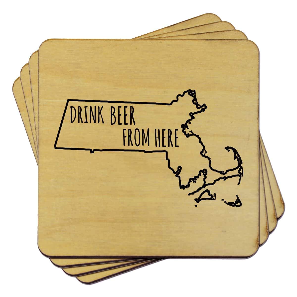 Torched Products Coasters Massachusetts Drink Beer From Here Coasters (781451165813)