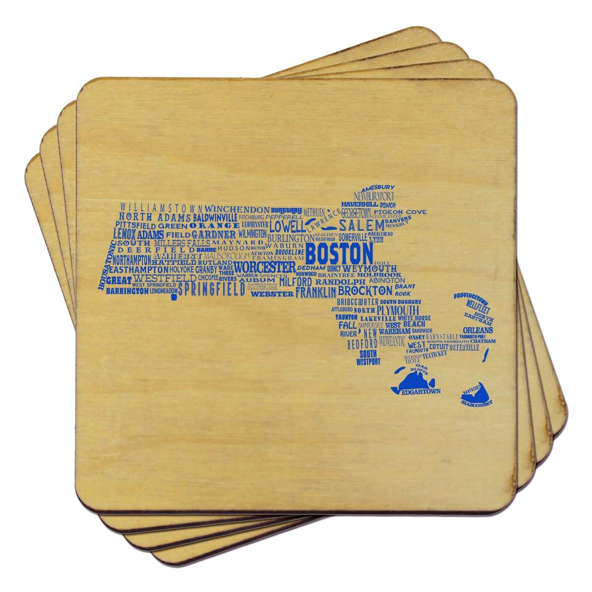 Torched Products Coasters Massachusetts State Typography Coaster (787822313589)