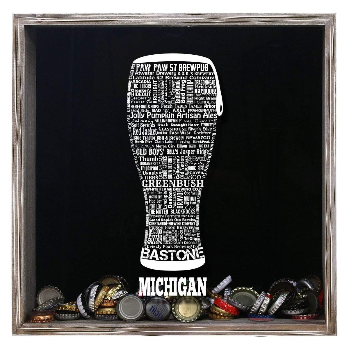 Torched Products Shadow Box Gray Michigan Beer Typography Shadow Box (779425644661)