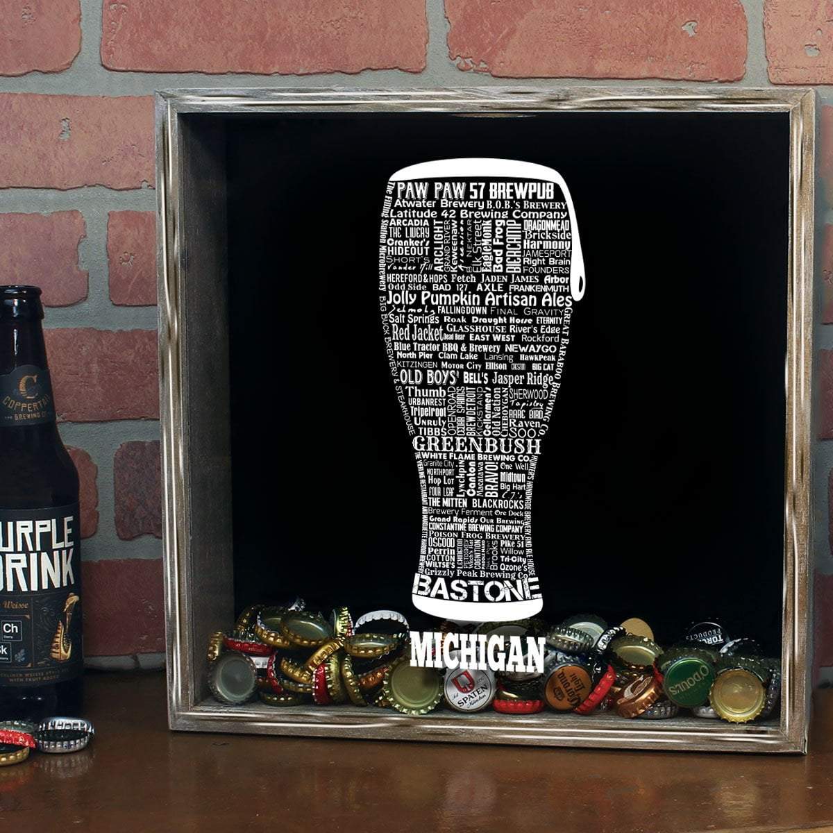 Torched Products Shadow Box Michigan Beer Typography Shadow Box (779425644661)