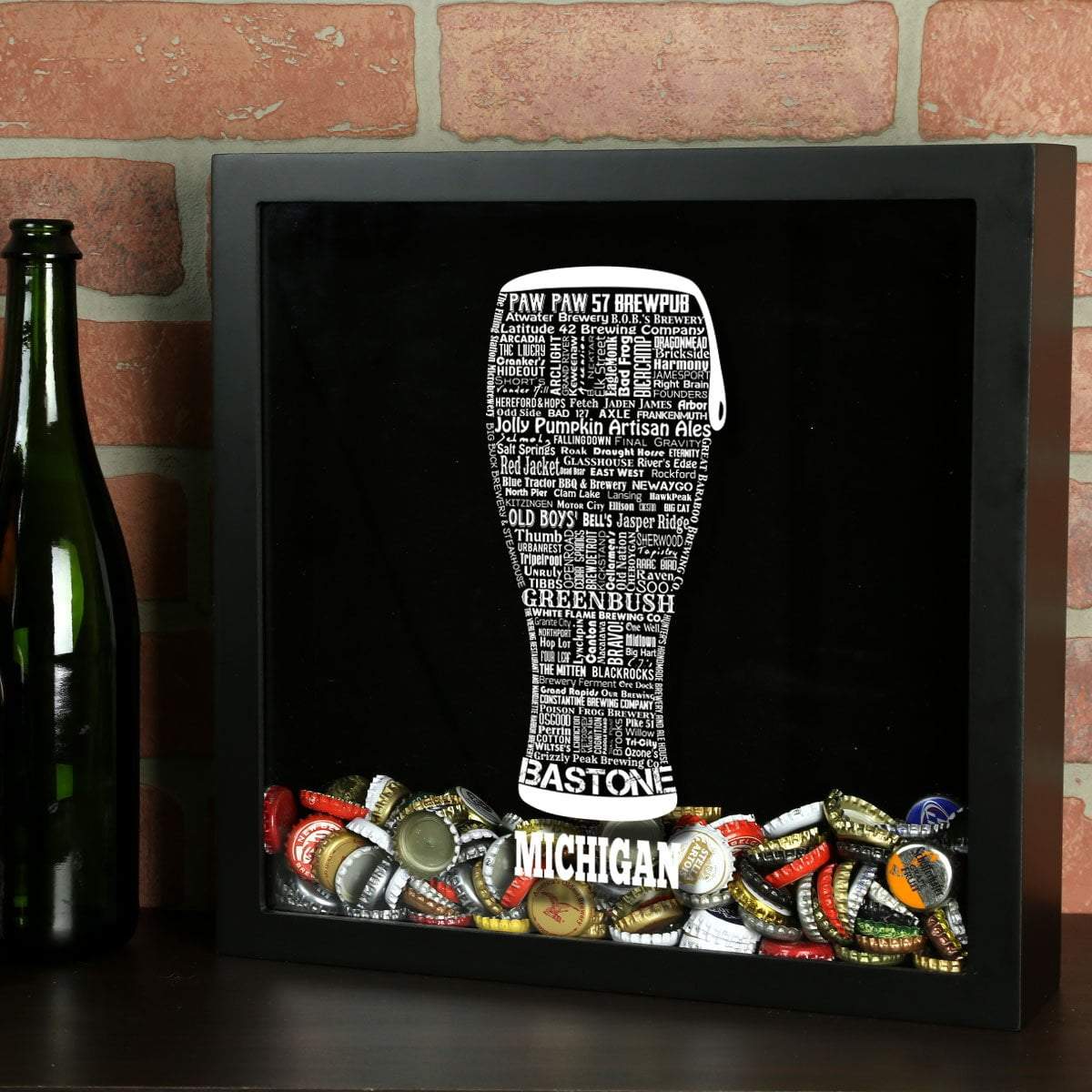 Torched Products Shadow Box Black Michigan Beer Typography Shadow Box (779425644661)
