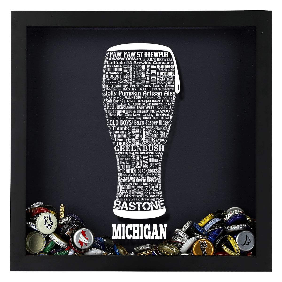Torched Products Shadow Box Michigan Beer Typography Shadow Box (779425644661)