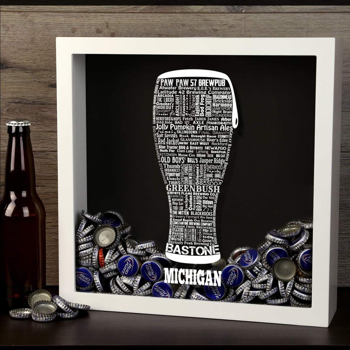 Torched Products Shadow Box Michigan Beer Typography Shadow Box (779425644661)
