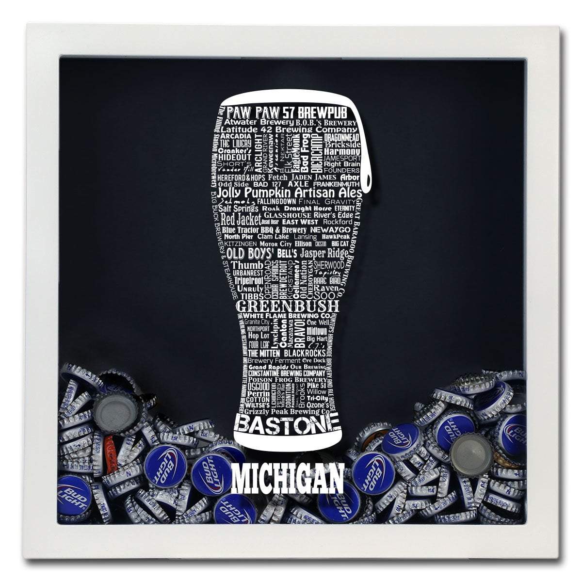 Torched Products Shadow Box Michigan Beer Typography Shadow Box (779425644661)