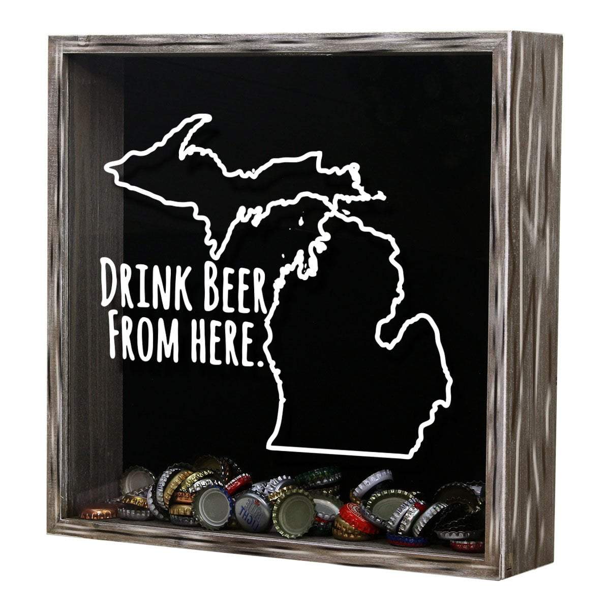 Torched Products Shadow Box Michigan Drink Beer From Here Beer Cap Shadow Box (781176537205)