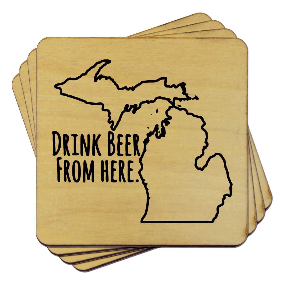 Torched Products Coasters Michigan Drink Beer From Here Coasters (781451559029)