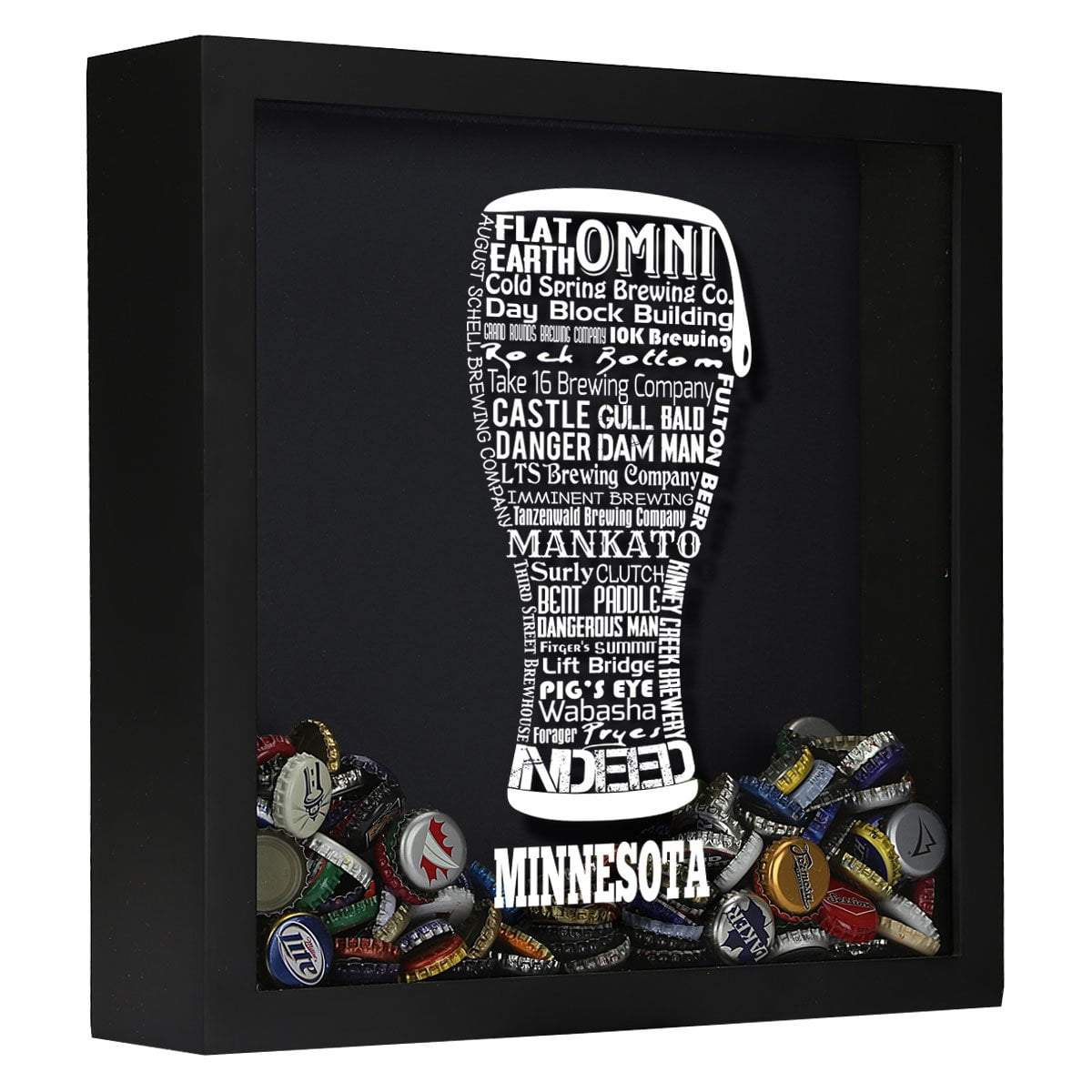 Torched Products Shadow Box Black Minnesota Beer Typography Shadow Box (779425972341)