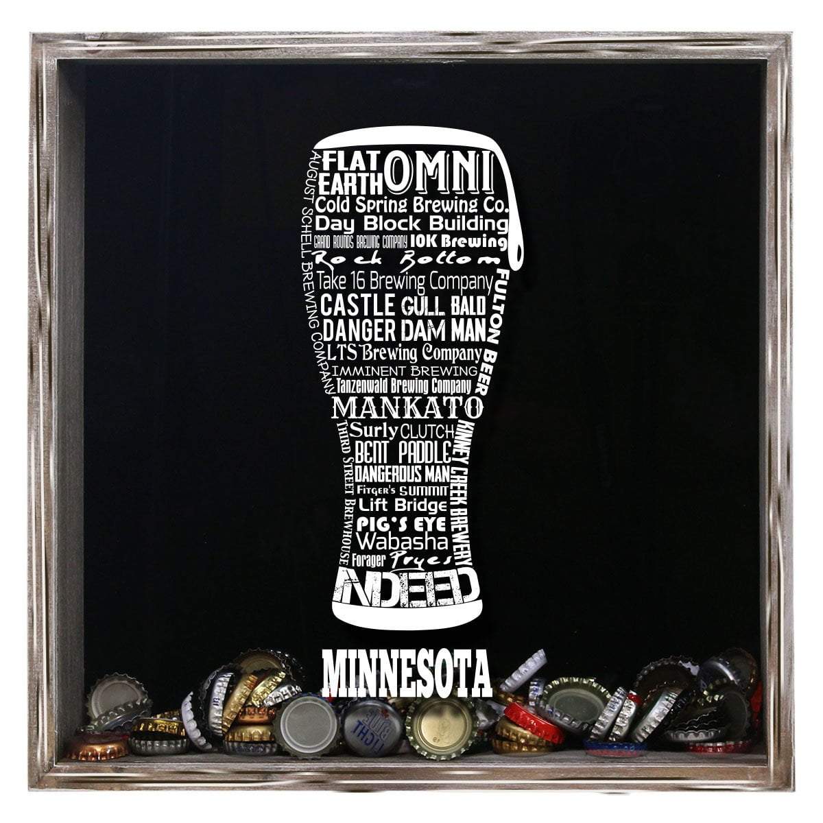 Torched Products Shadow Box Gray Minnesota Beer Typography Shadow Box (779425972341)