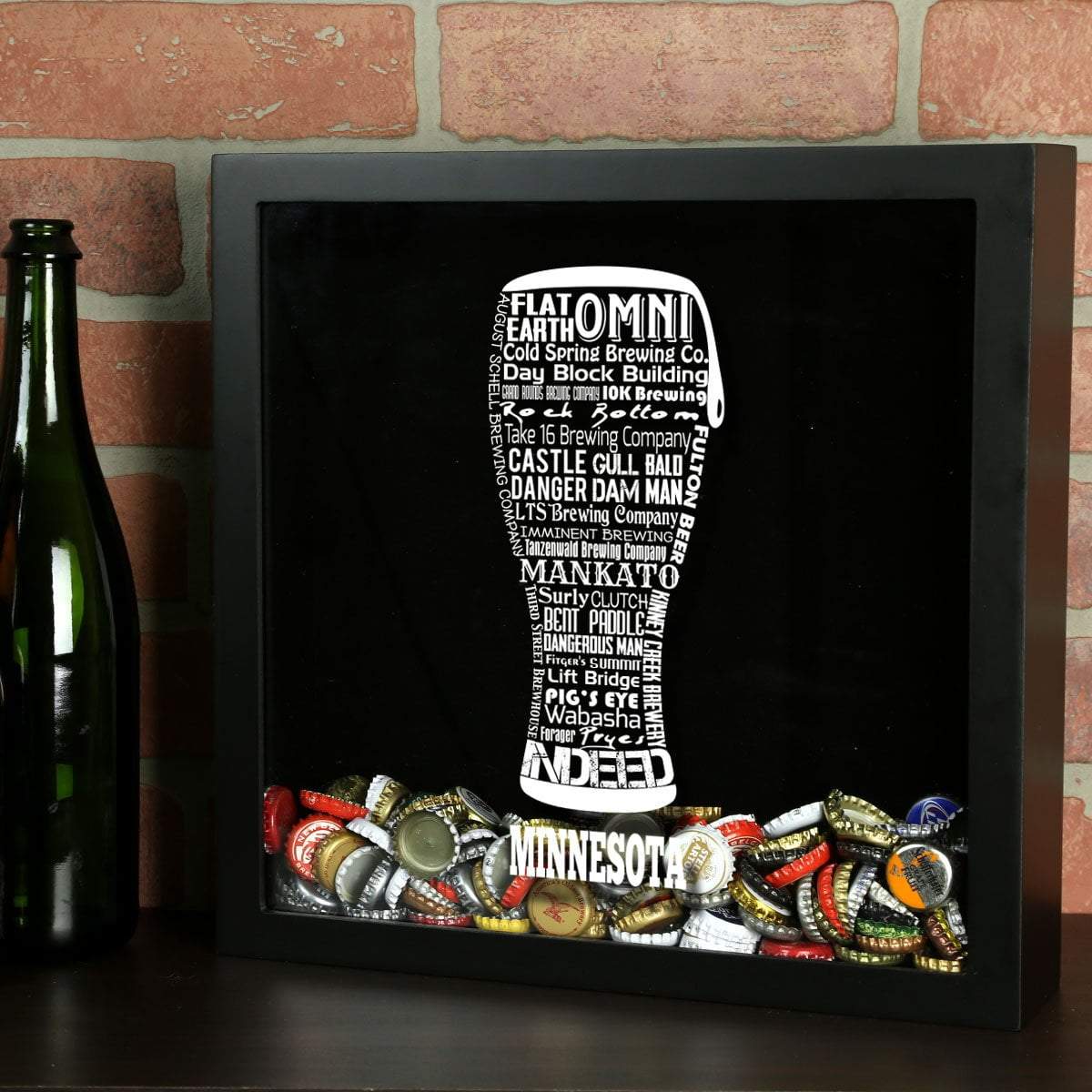 Torched Products Shadow Box Black Minnesota Beer Typography Shadow Box (779425972341)