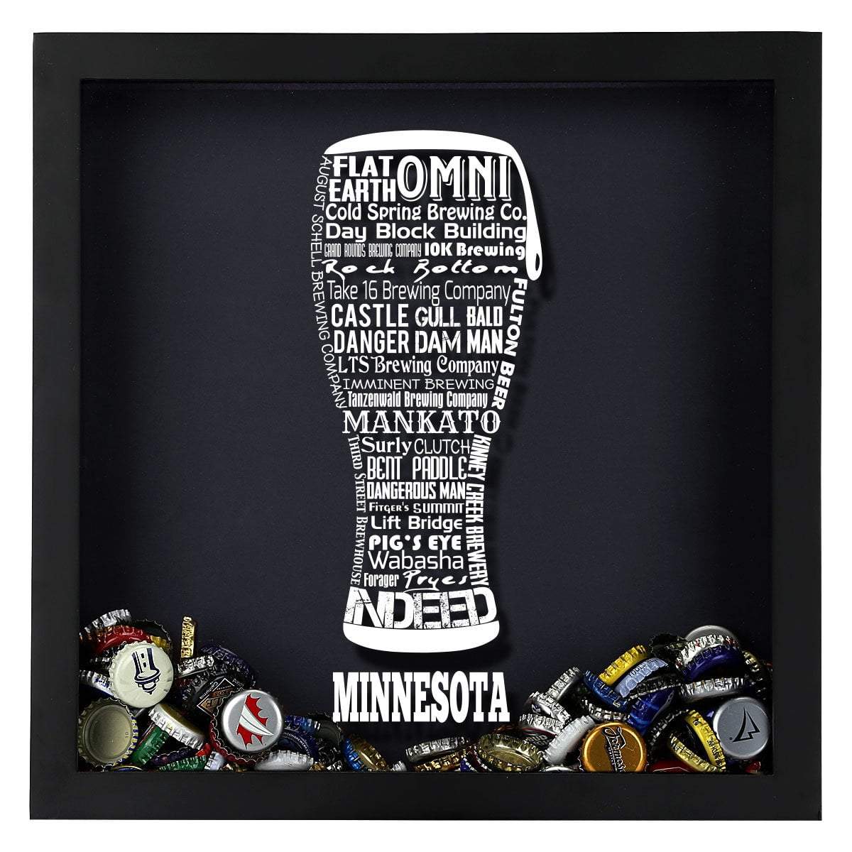 Torched Products Shadow Box Minnesota Beer Typography Shadow Box (779425972341)