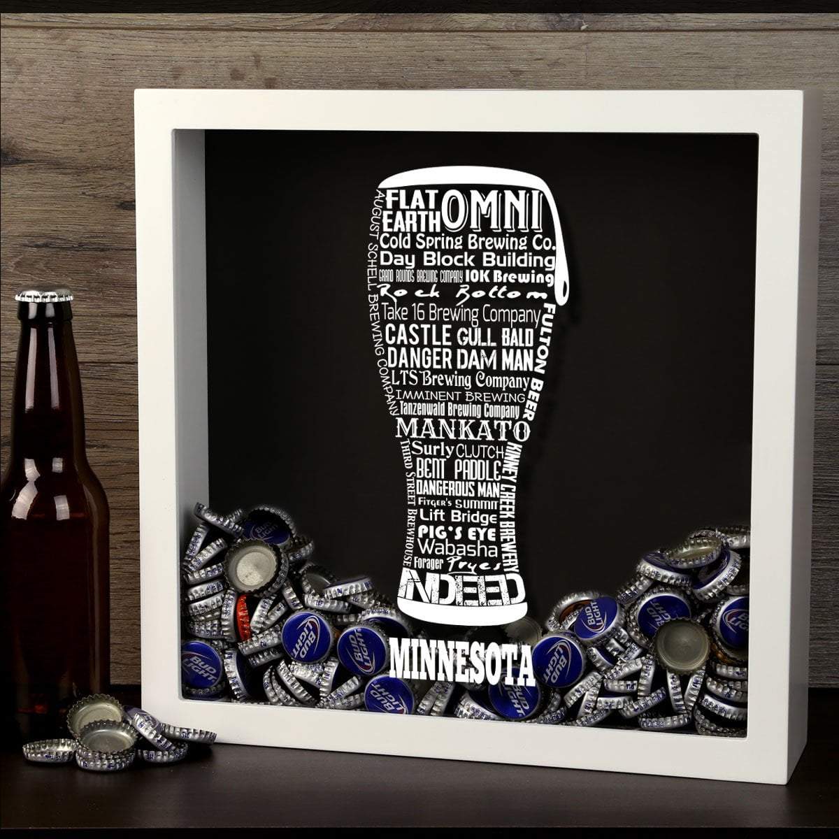 Torched Products Shadow Box Minnesota Beer Typography Shadow Box (779425972341)