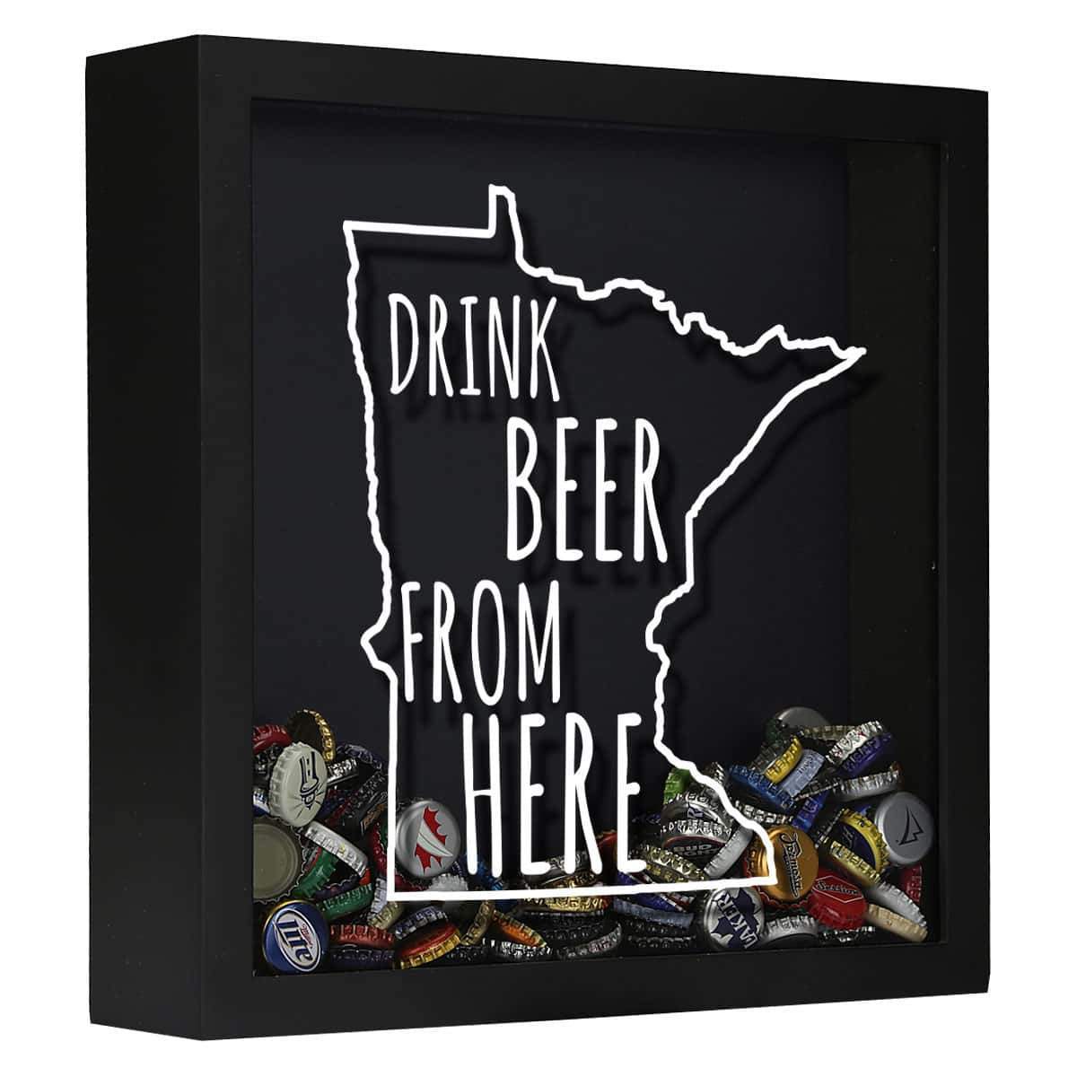 Torched Products Shadow Box Black Minnesota Drink Beer From Here Beer Cap Shadow Box (781176864885)