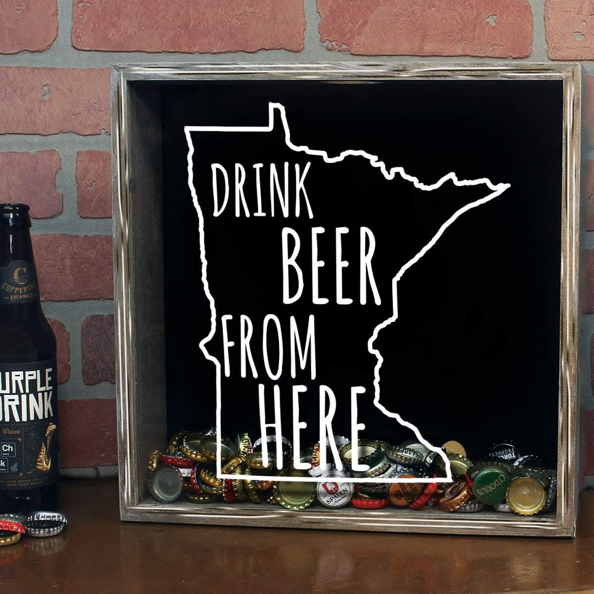 Torched Products Shadow Box Minnesota Drink Beer From Here Beer Cap Shadow Box (781176864885)