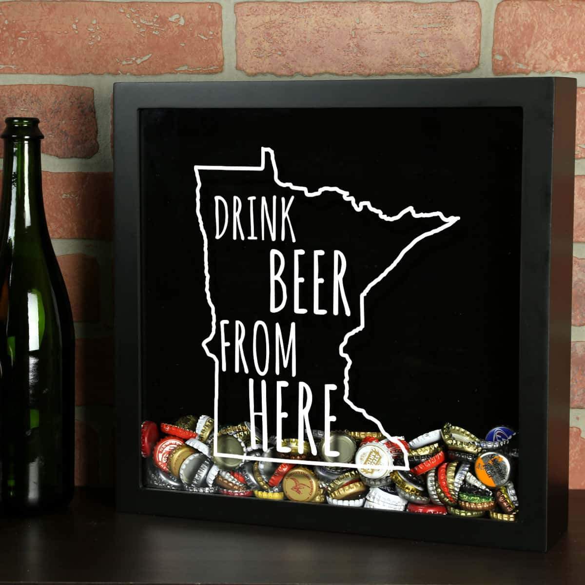 Torched Products Shadow Box Black Minnesota Drink Beer From Here Beer Cap Shadow Box (781176864885)