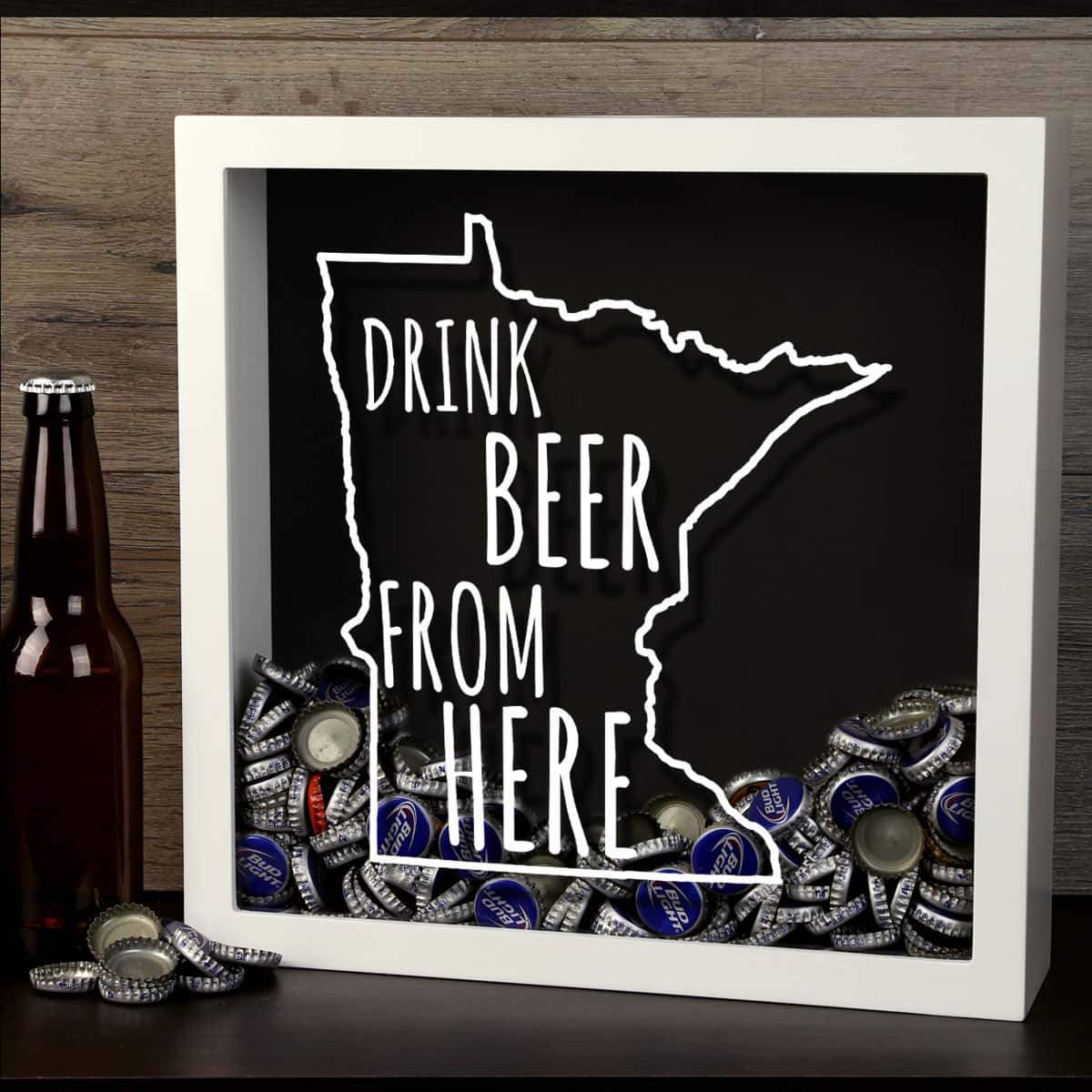 Torched Products Shadow Box Minnesota Drink Beer From Here Beer Cap Shadow Box (781176864885)