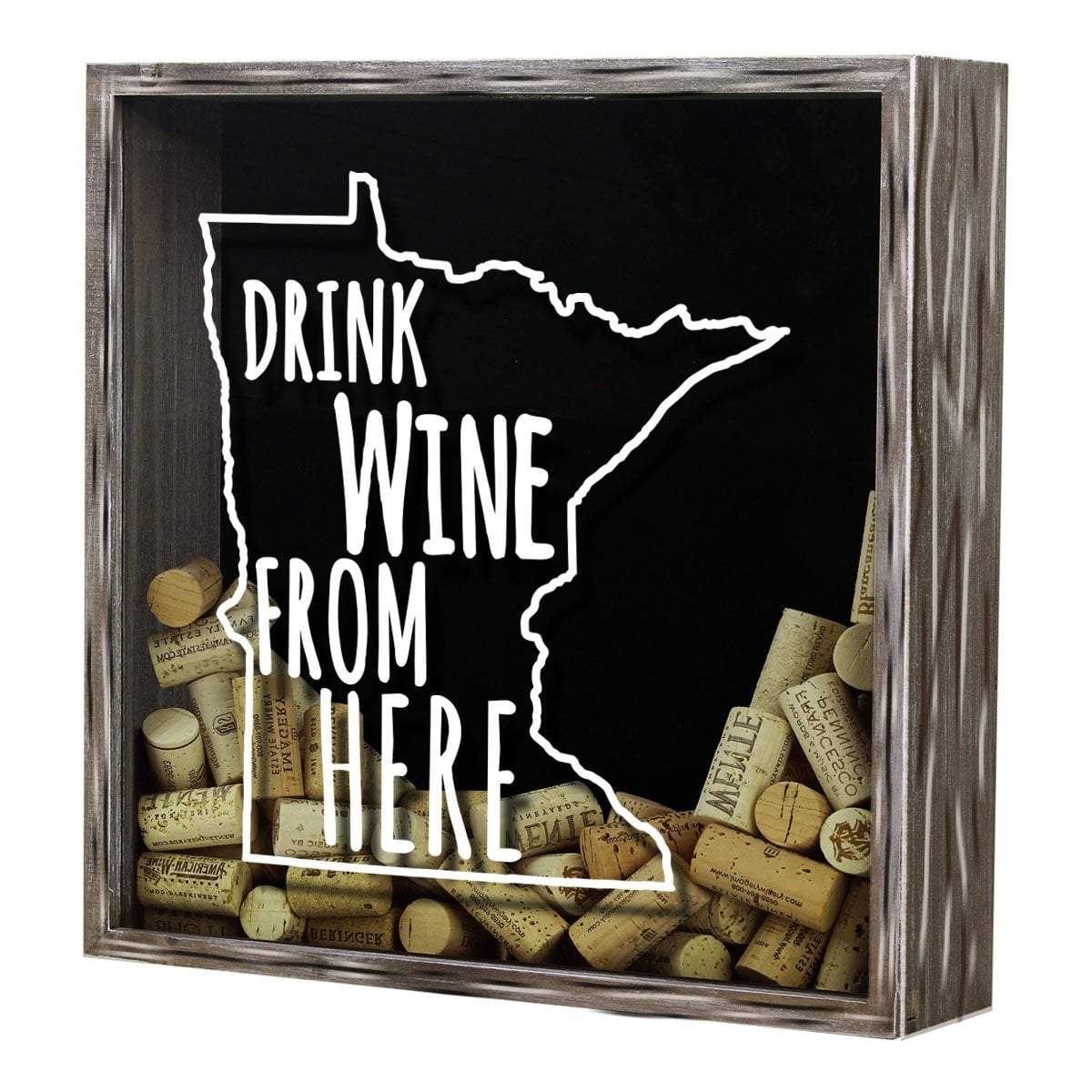 Torched Products Shadow Box Minnesota Drink Wine From Here Wine Cork Shadow Box (795745321077)