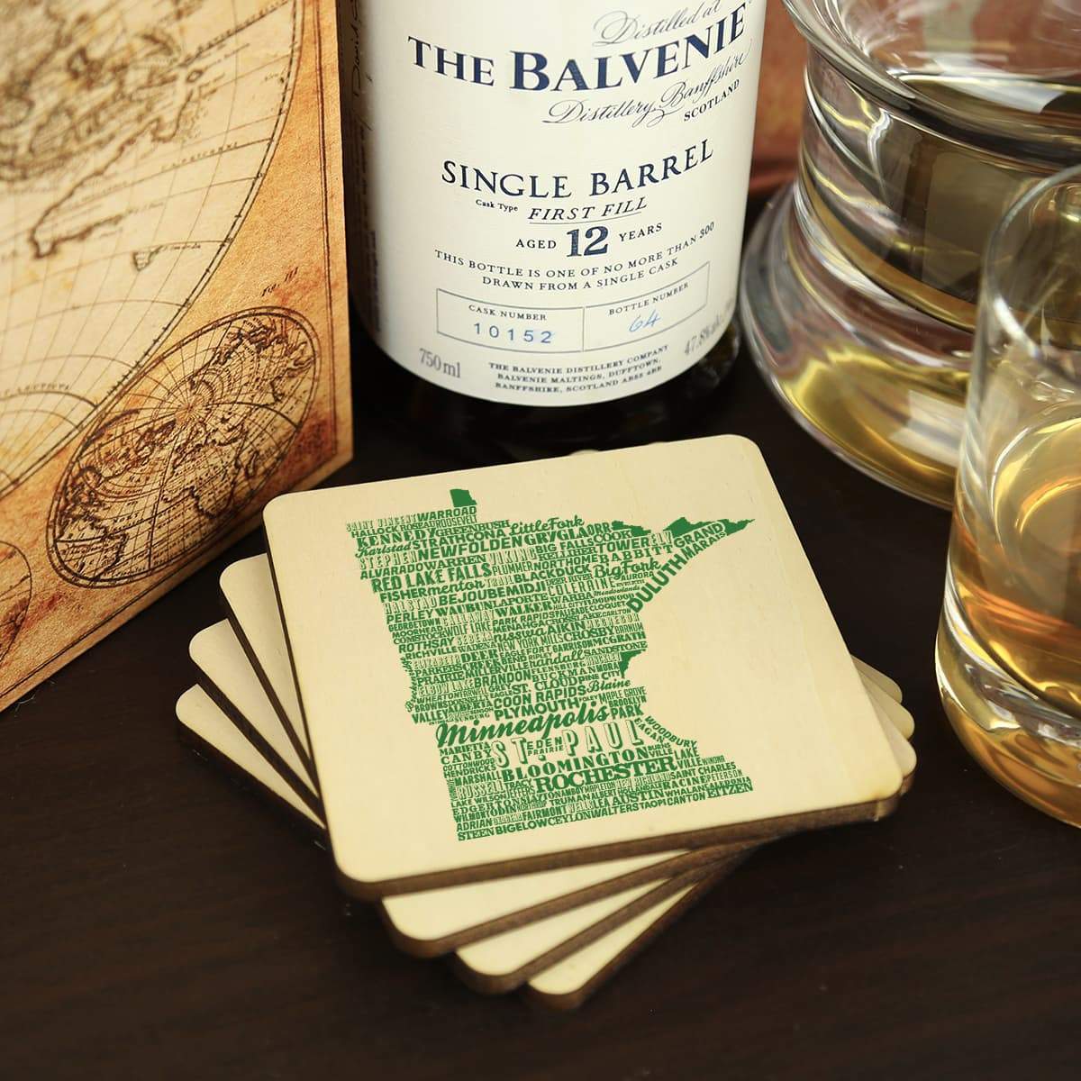 Torched Products Coasters Minnesota State Typography Coaster (787823427701)