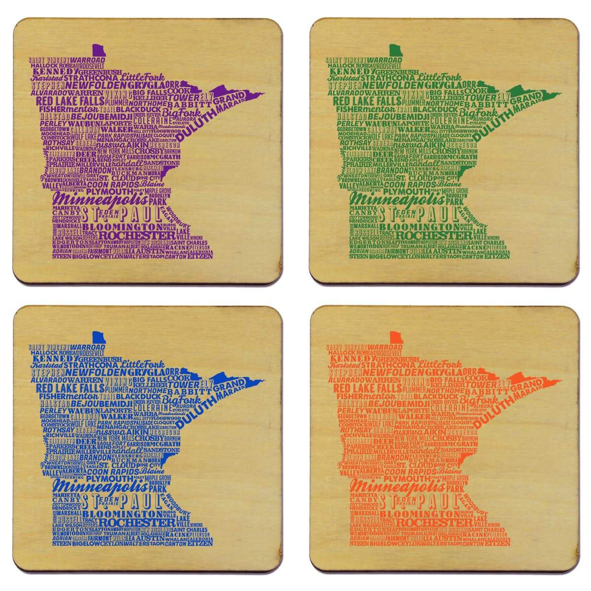 Torched Products Coasters Minnesota State Typography Coaster (787823427701)