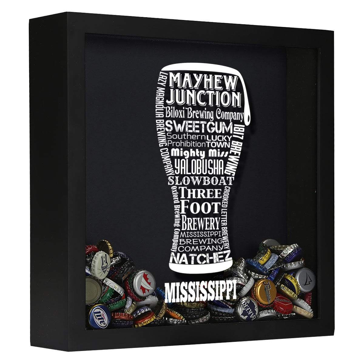 Torched Products Shadow Box Black Mississippi Beer Typography Shadow Box (779380588661)