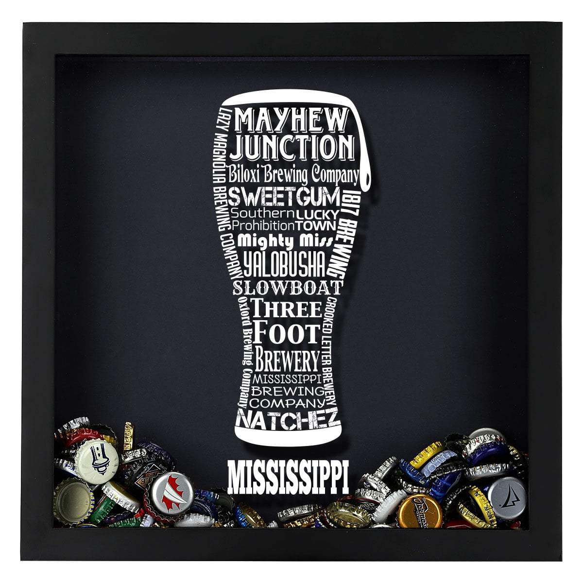 Torched Products Shadow Box Mississippi Beer Typography Shadow Box (779380588661)