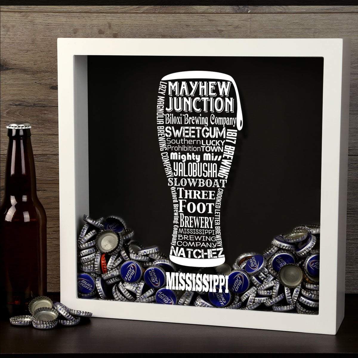 Torched Products Shadow Box Mississippi Beer Typography Shadow Box (779380588661)